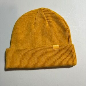 Rivian Mustard Yellow Beanie Merino Wool Unisex OS Cozy Soft Minimalist Cuffed